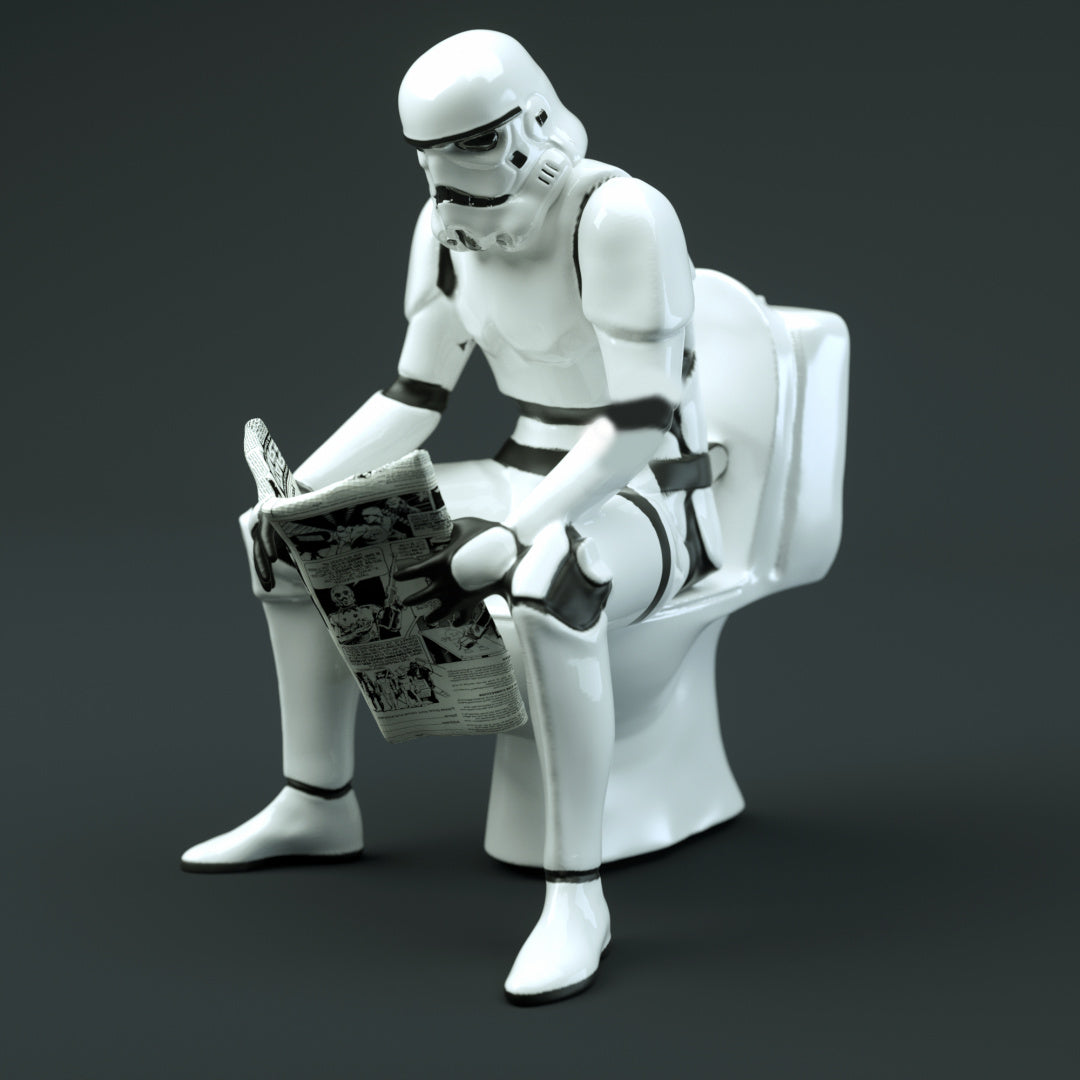 Star Wars Stormtrooper auf Toilette Bemalte Figur Groß 25CM
