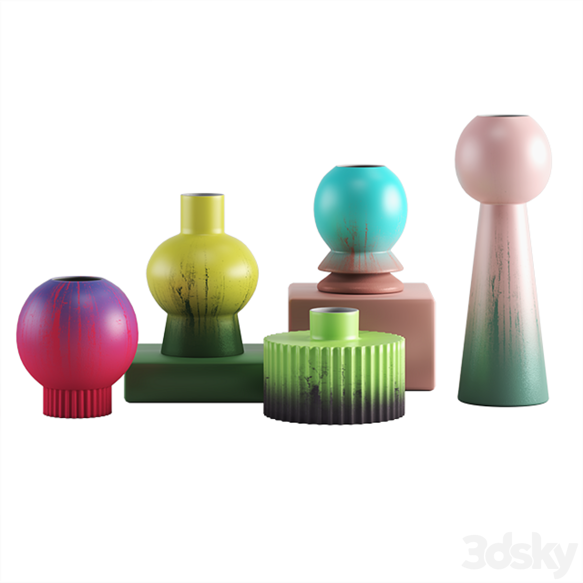 Sphere Kugelförmige Vasenset 15 CM Hartplastik 5er-Set Dekorative Farbige Vase