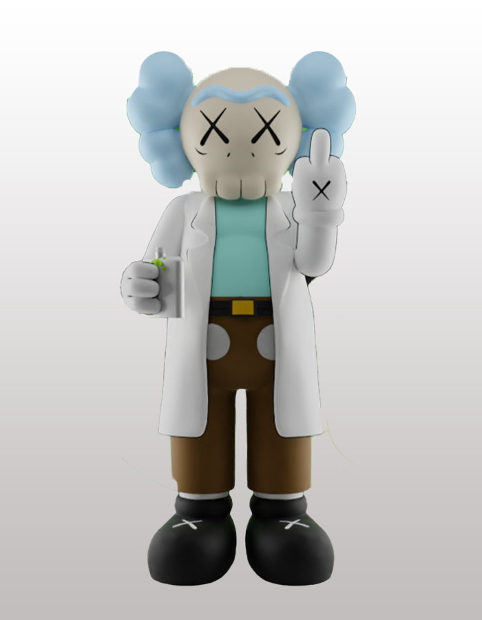 Kaws Rick and Morty Bemalte Figur Kaws Rick Mittelfinger Figur Groß 20CM