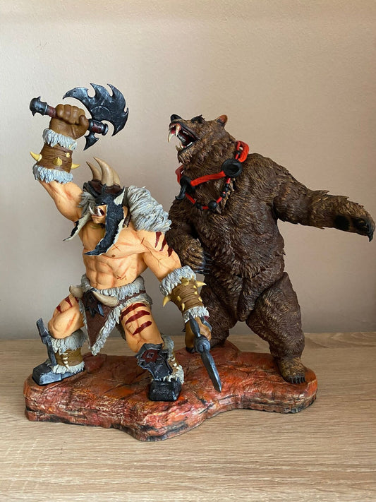 World Of Warcraft Rexxar and Misha Figure WOW Rexxar and Bear Misha Object 25CM Large