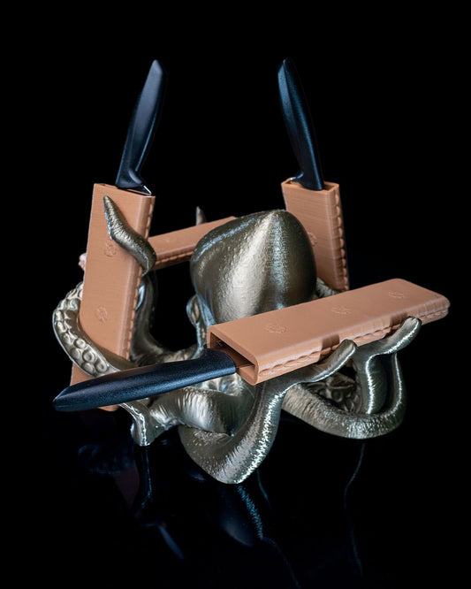 Kraken Kılıflı Bıçak Standı Ahtapot Kolları Bölmeli Bıçaklık Büyük Boy 24CM
