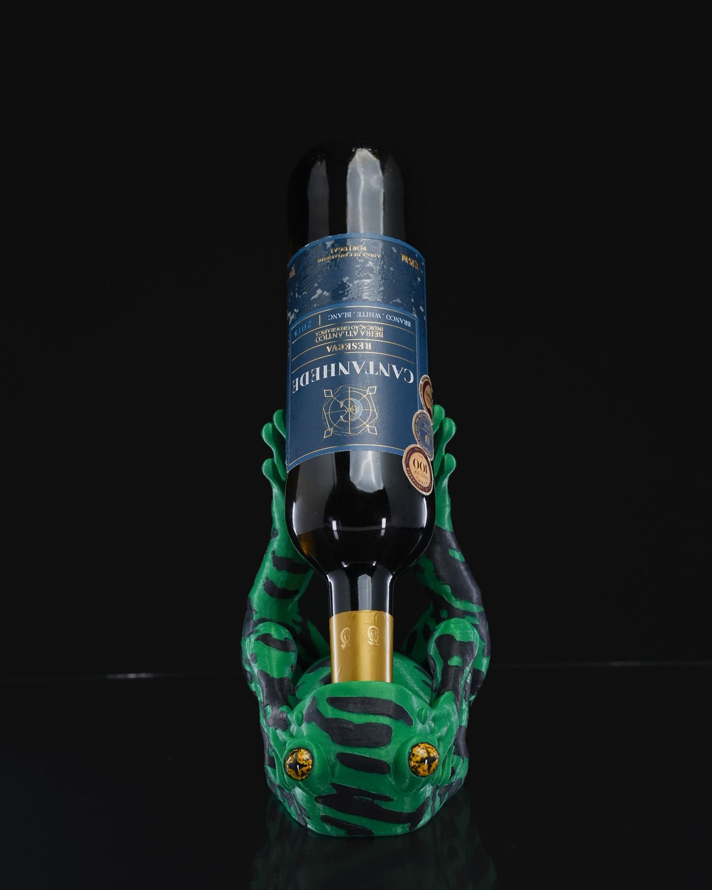 Dekorativer Flaschenhalter mit Froschmotiv, gestreift