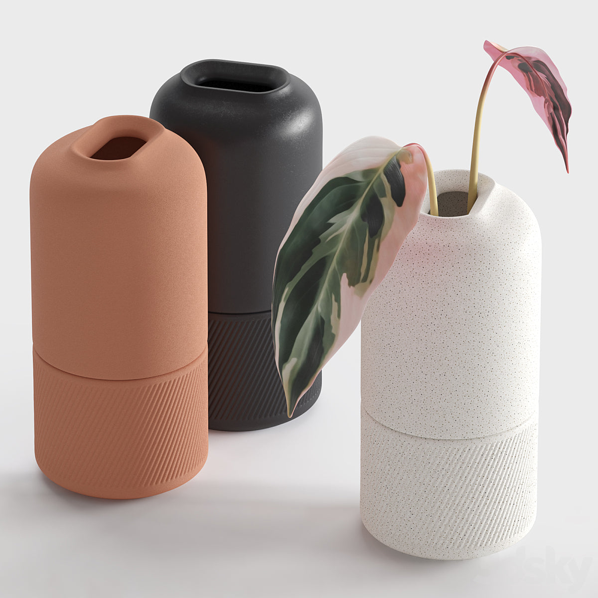 Posh Skandinavische Vase Groß 25 CM Hartplastik 3er-Set Dekorative Skandinavische Vase
