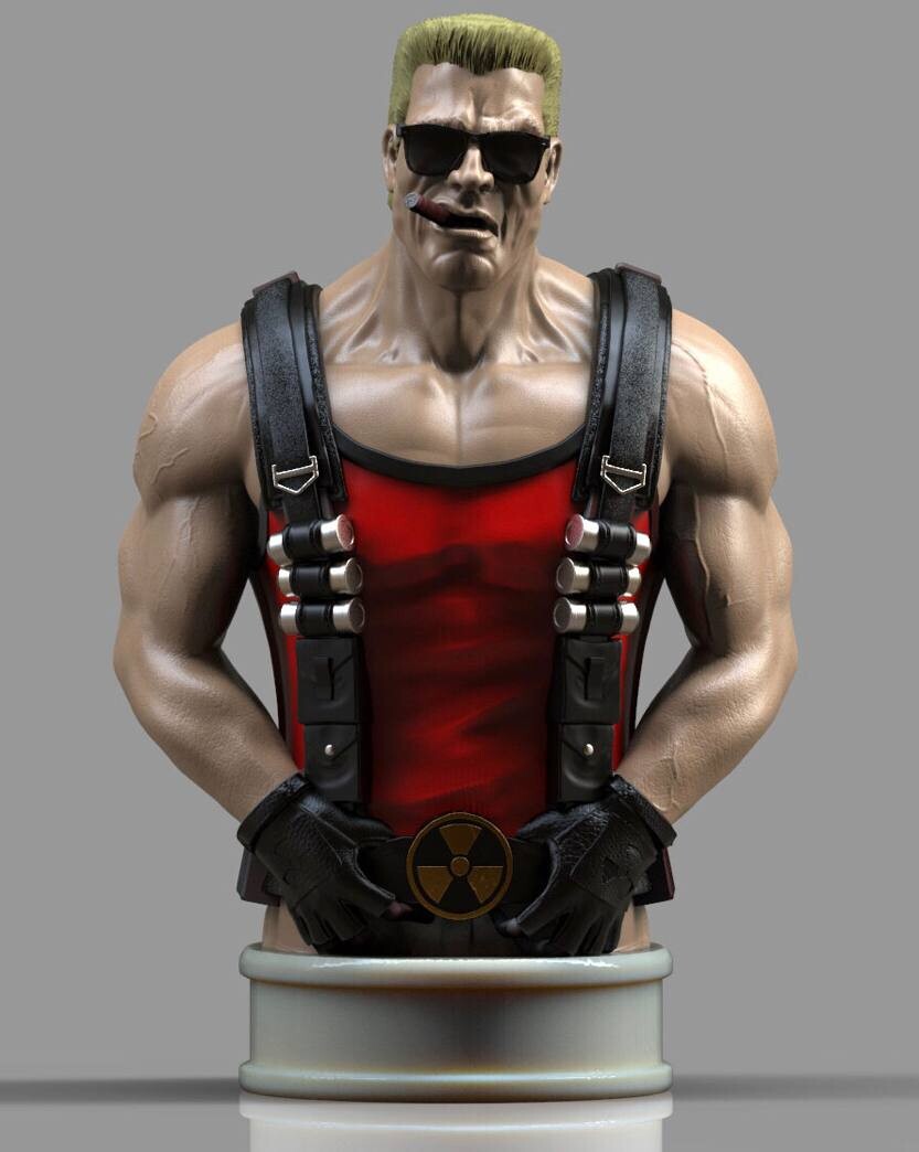 Duke Nukem Bemalte Büste Groß 20CM