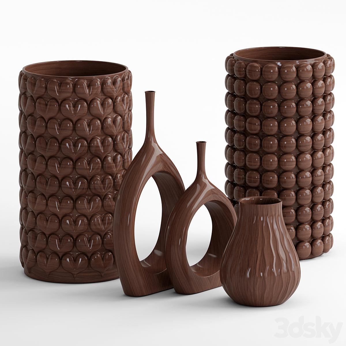 Annu Modern Vasen-Set, große Größe, 25 cm, Hartplastik, 5-teilig, dekorative moderne Vase