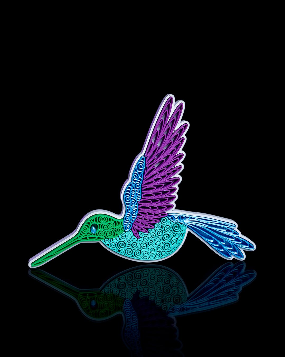Kolibri mit Federn Gerahmtes Skandinavisches Bild 19CM
