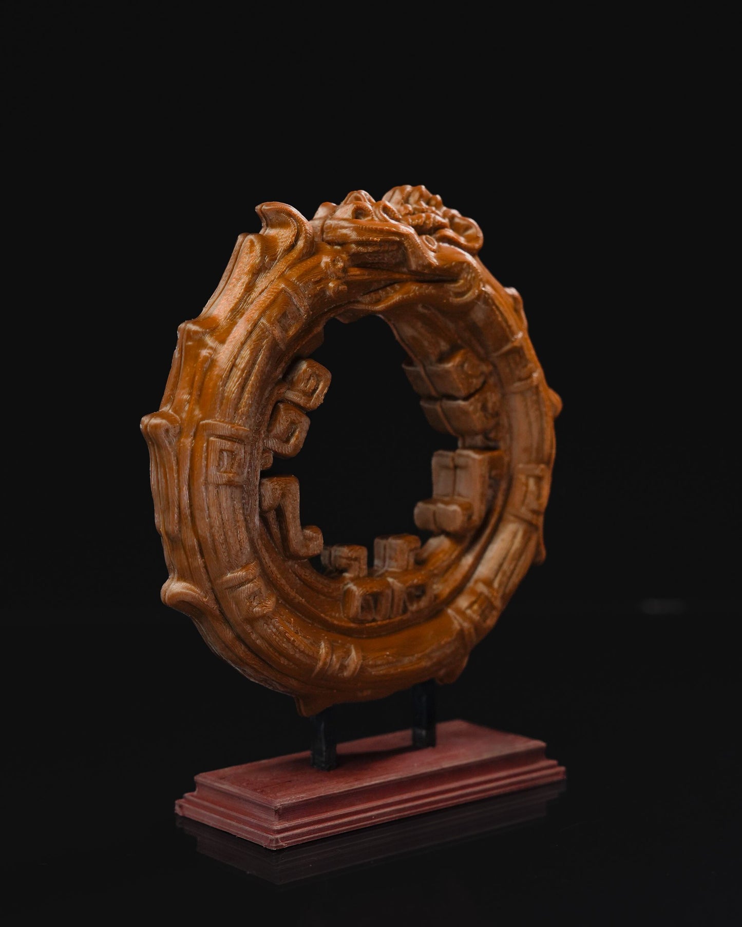 Azteken Ouroboros Schlange, die ihren eigenen Schwanz frisst Skulptur 15 cm