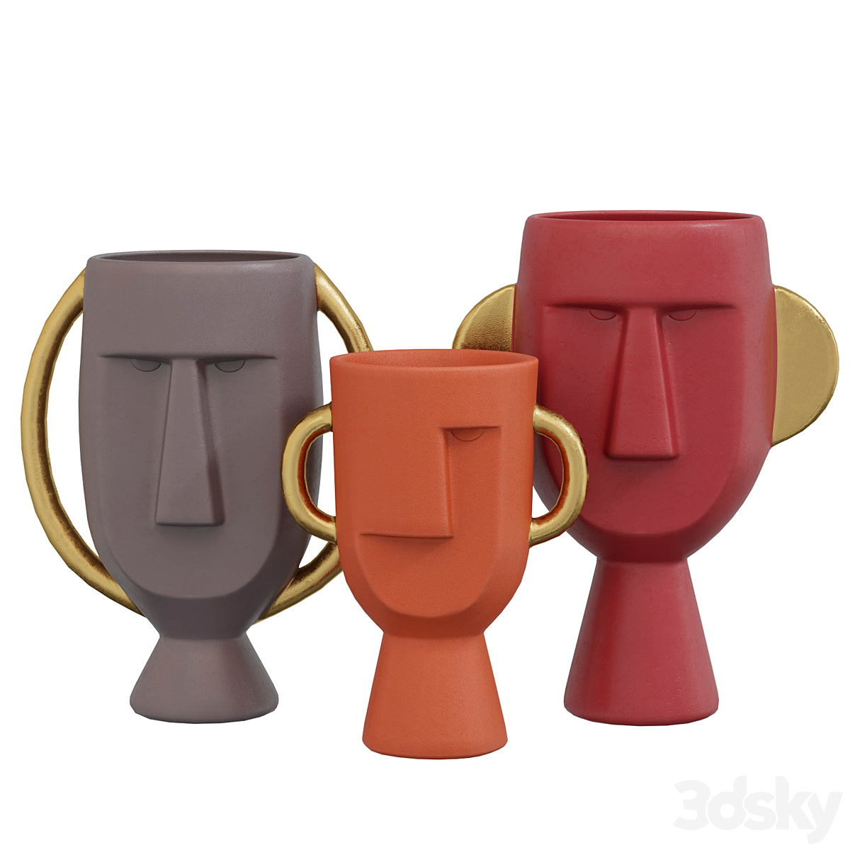Fancy Authentische Vasen Set Groß 25 CM Hartplastik 3er Dekoratives Authentisches Vase