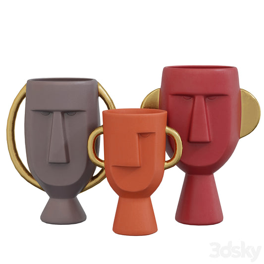 Fancy Authentische Vasen Set Groß 25 CM Hartplastik 3er Dekoratives Authentisches Vase