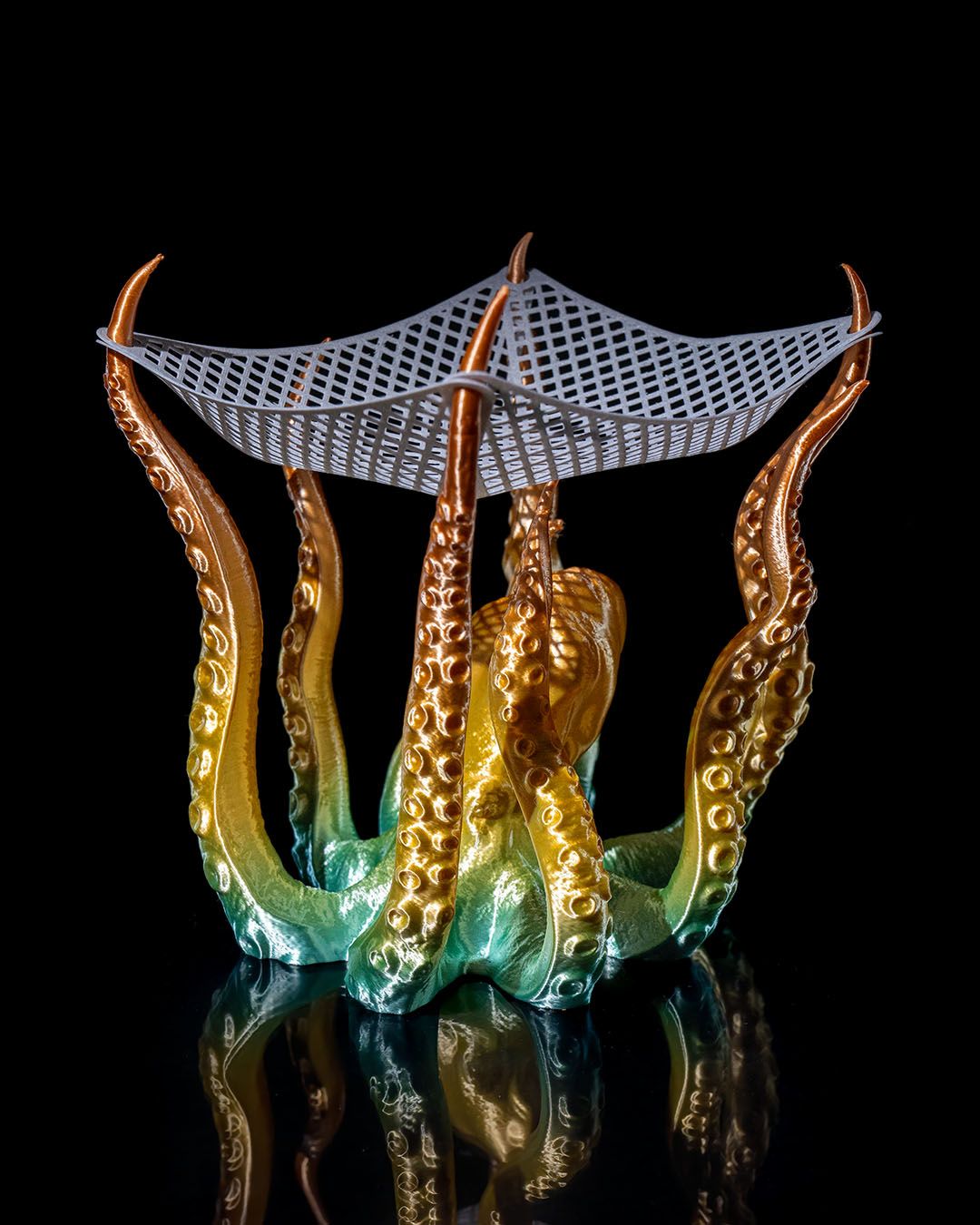 Kraken Obstschale mit Netz, Oktopus-Arme, Netz-Obstkorb, groß, 20 cm
