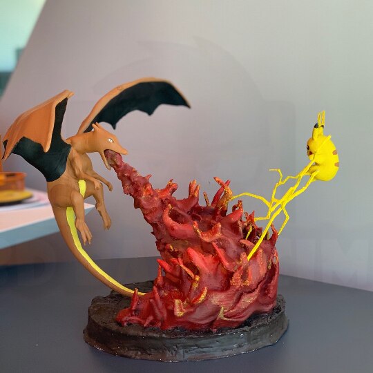 Pokemon Charizard vs Pikachu Figur Pokemon Objekt Groß 25CM