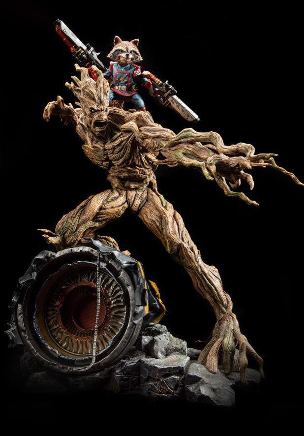 Guardians of the Galaxy Waschbär und Groot Figur Guardians of Galaxy Rocket Figur Büste