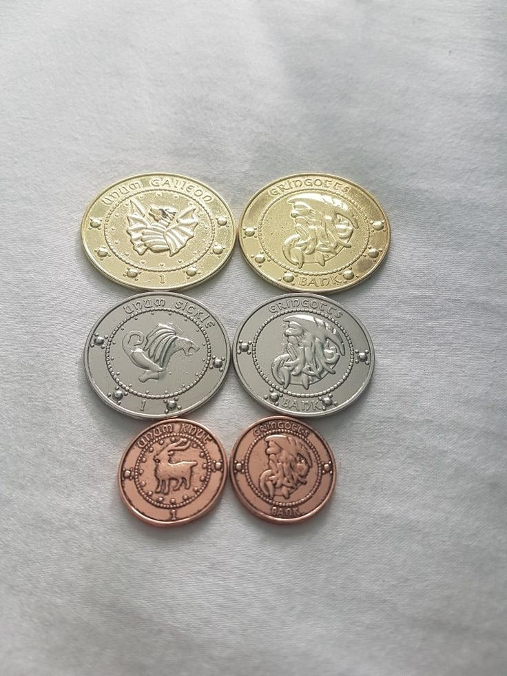 Harry Potter Gringotts Münzen Galleonen - Sickel - Knuts (6 Stück)