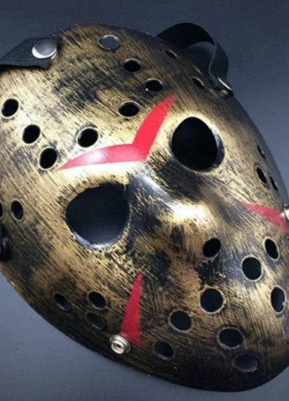 Hokey Jason Maskesi Bakır Renk Kırmızı Çizgili Tam Yüz