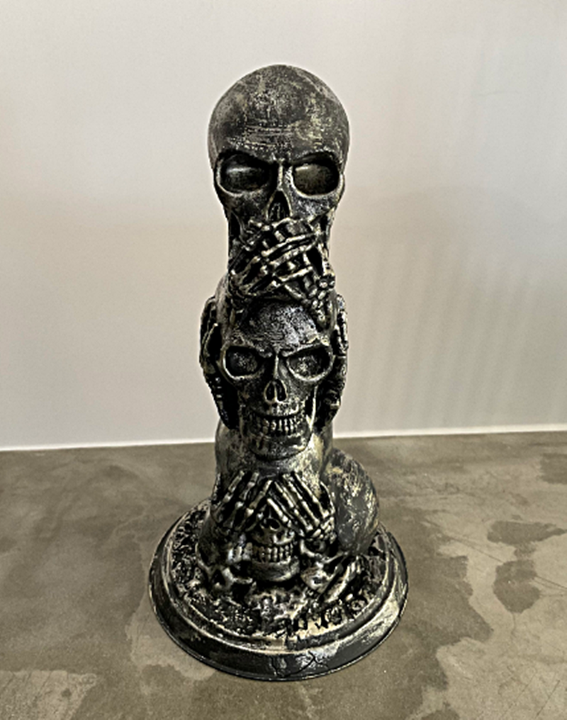 Nichts Sehen Nichts Hören Nichts Sagen Totenkopf Skulptur 20 cm