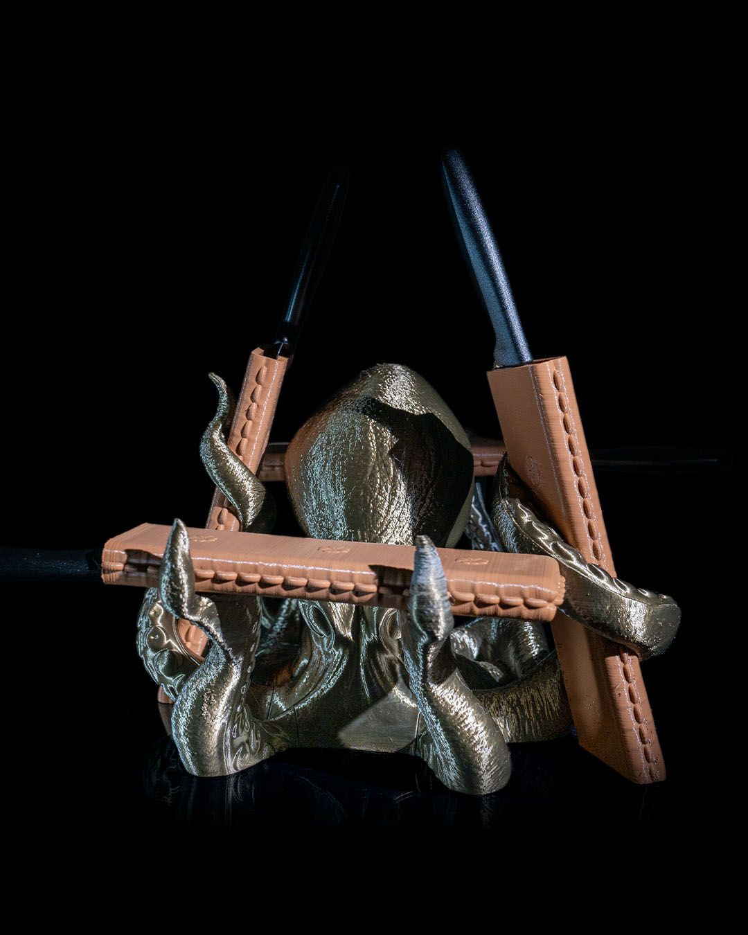 Kraken Messerständer mit Hülle, Tintenfischarme, Messerhalter mit Fächern, Groß, 24CM