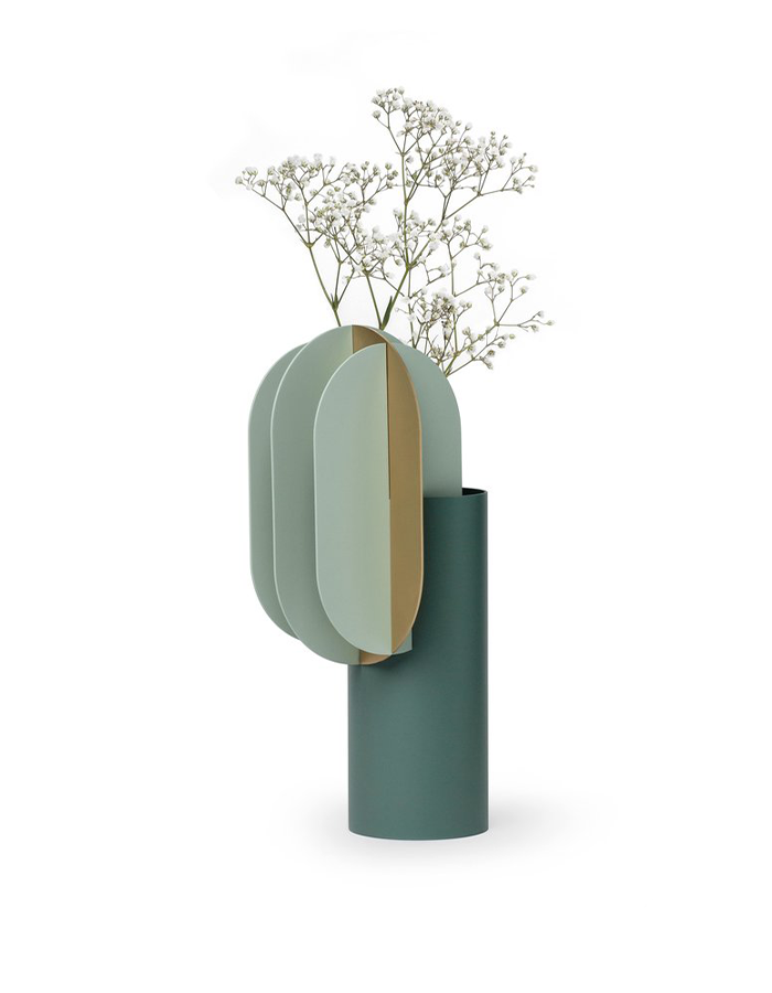 Grüne abstrakte Vase, groß, 25 cm, dekorative Vase aus Hartplastik, abstrakt