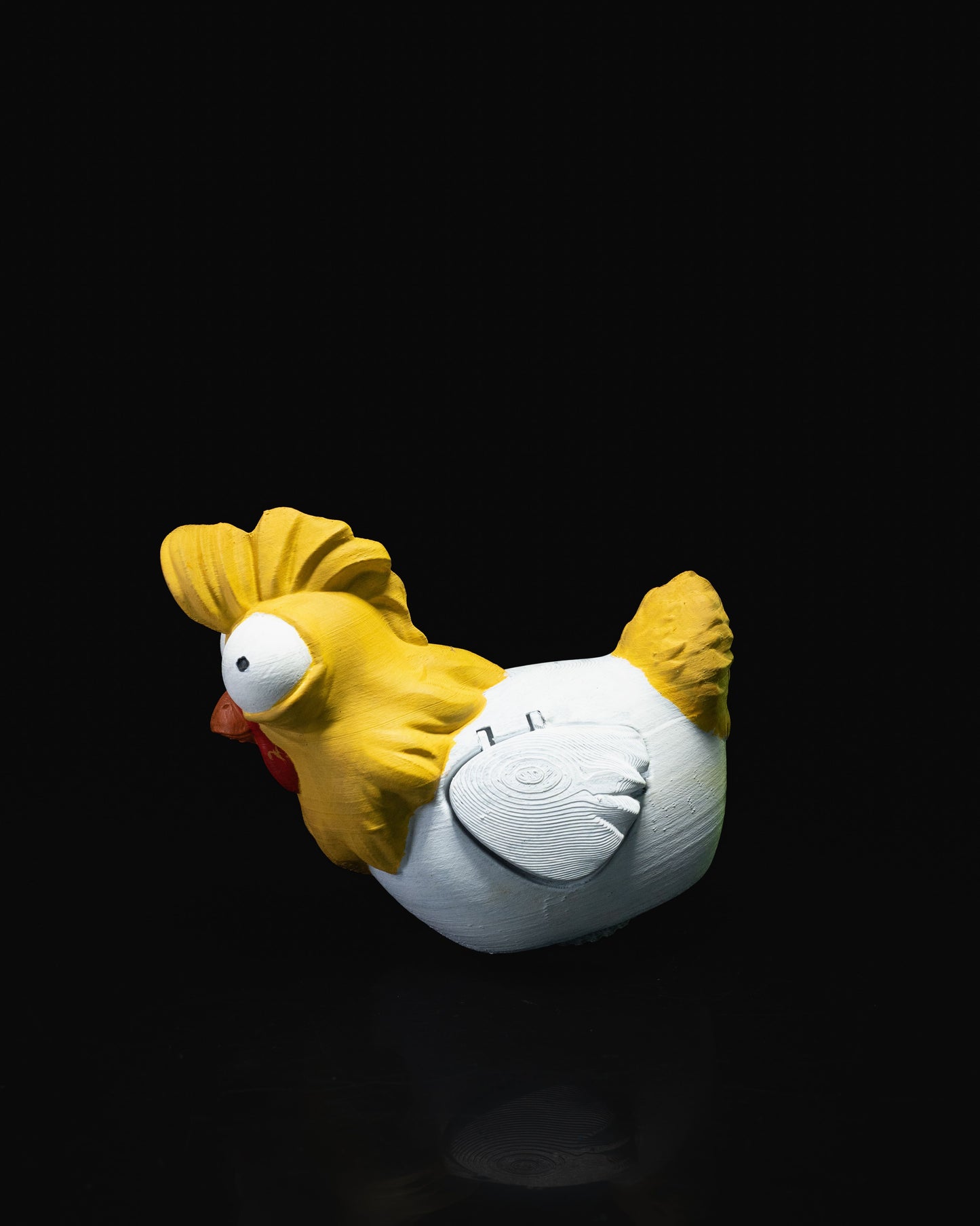 Bewegliches Huhn-Spielzeug mit aufklappbaren Flügeln und Rollen