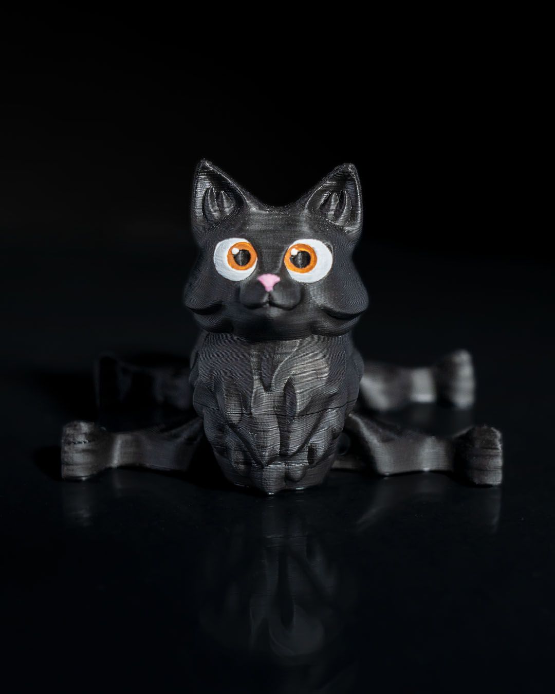 Bewegliche Fluffy Kitten Schwarze Katze Spielzeug Groß 15 CM