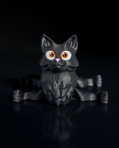 Bewegliche Fluffy Kitten Schwarze Katze Spielzeug Groß 15 CM