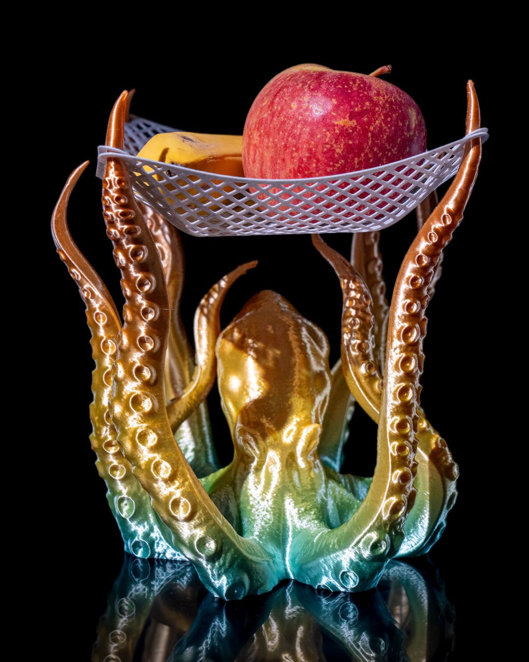 Kraken Obstschale mit Netz, Oktopus-Arme, Netz-Obstkorb, groß, 20 cm