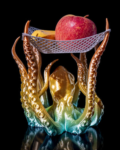Kraken Obstschale mit Netz, Oktopus-Arme, Netz-Obstkorb, groß, 20 cm