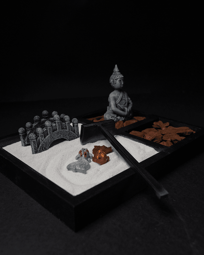 Buddha-Statue rechteckiges Zen-Garten-Set Home Office Deko Desktop Dekorationsobjekt