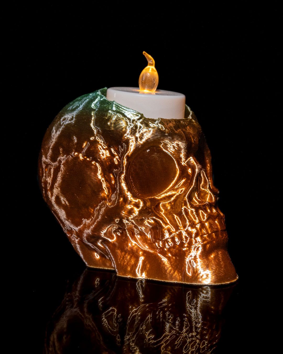 Halloween Totenkopf Duftkerzenhalter 3er Set LED 12CM