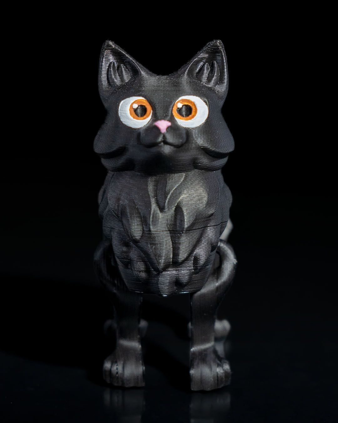 Bewegliche Fluffy Kitten Schwarze Katze Spielzeug Groß 15 CM
