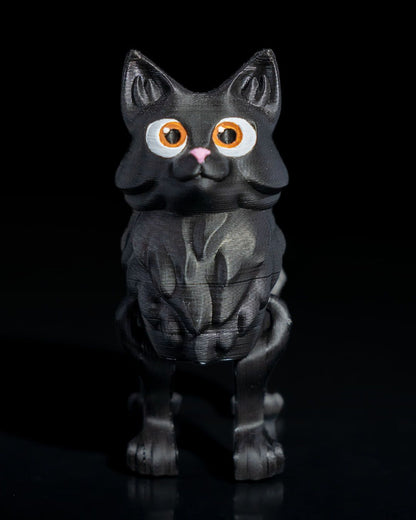Bewegliche Fluffy Kitten Schwarze Katze Spielzeug Groß 15 CM