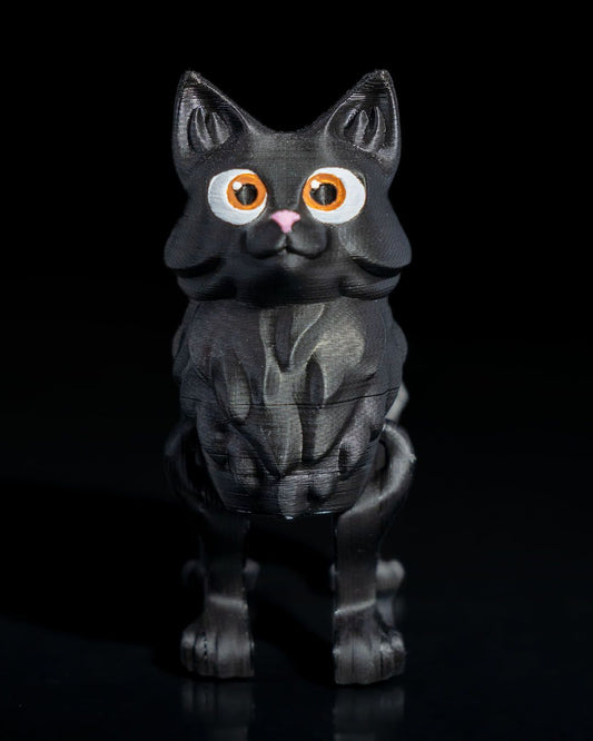 Hareketli Fluffy Kitten Siyah Kedi Oyuncak Büyük Boy 15 CM