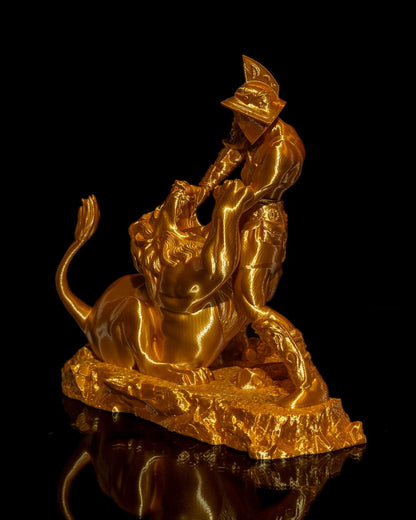 Gold Römisches Troja Gladiator Löwenkampf Figur Groß 22CM