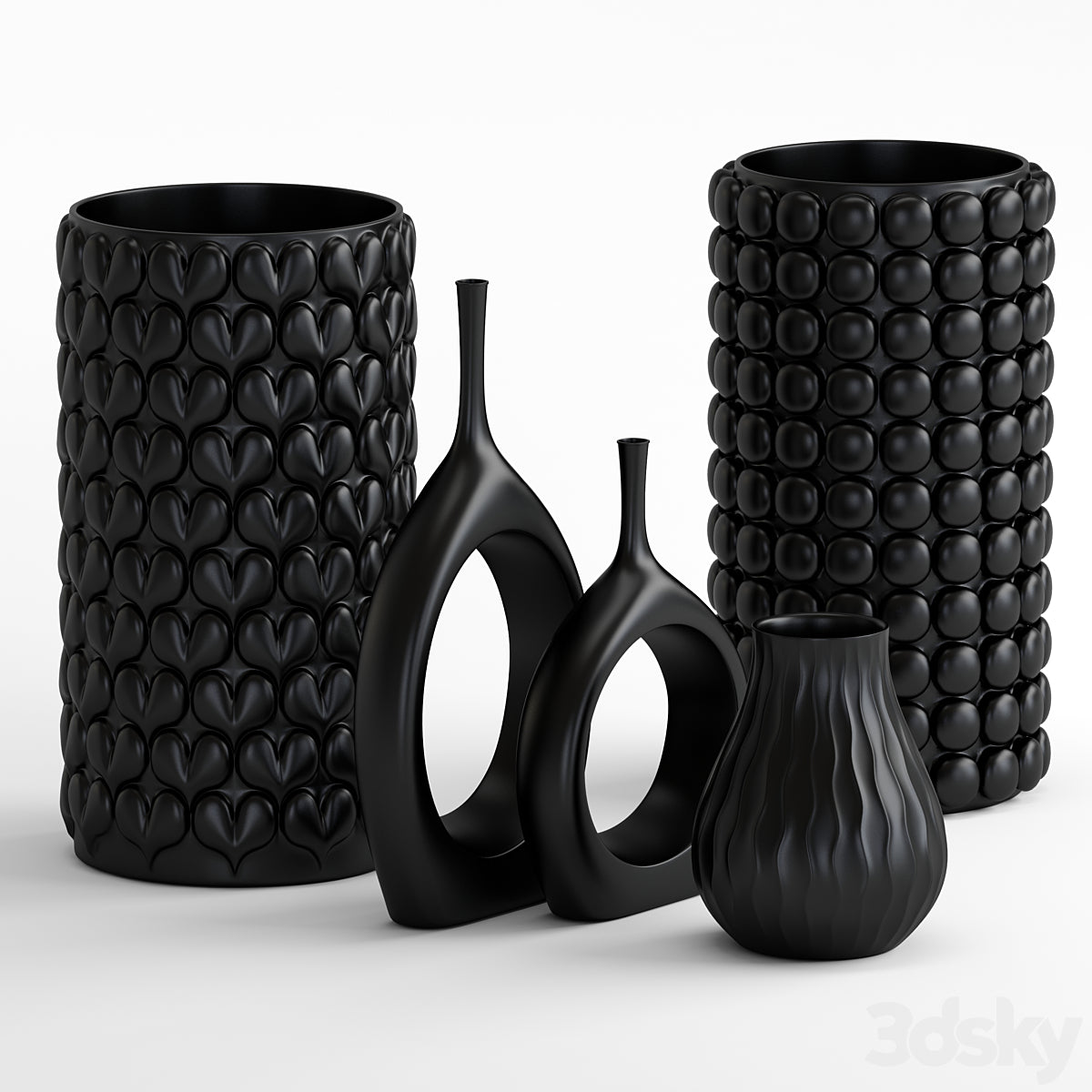 Annu Modern Vasen-Set, große Größe, 25 cm, Hartplastik, 5-teilig, dekorative moderne Vase