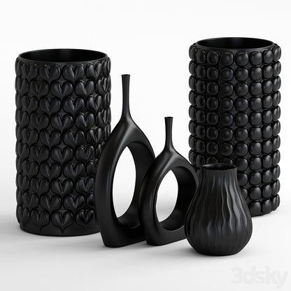 Annu Modern Vasen-Set, große Größe, 25 cm, Hartplastik, 5-teilig, dekorative moderne Vase