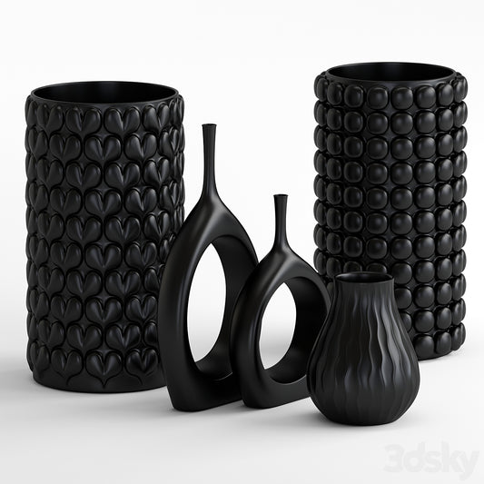 Annu Modern Vazo Seti Büyük Boy 25 CM Sert Plastik 5'li Dekoratif Modern Vazo