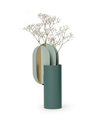 Grüne abstrakte Vase, groß, 25 cm, dekorative Vase aus Hartplastik, abstrakt