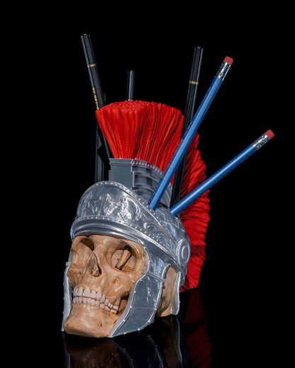 Schädel Spartan Gladiator Helm Schreibtisch-Organizer Stiftehalter 7CM
