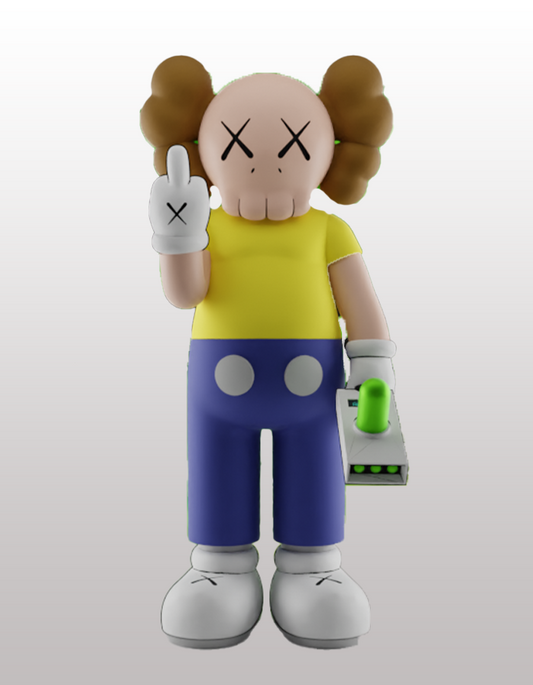 Kaws Rick and Morty Boyalı Figür Kaws Morty Orta Parmak Figür Büyük Boy 20CM
