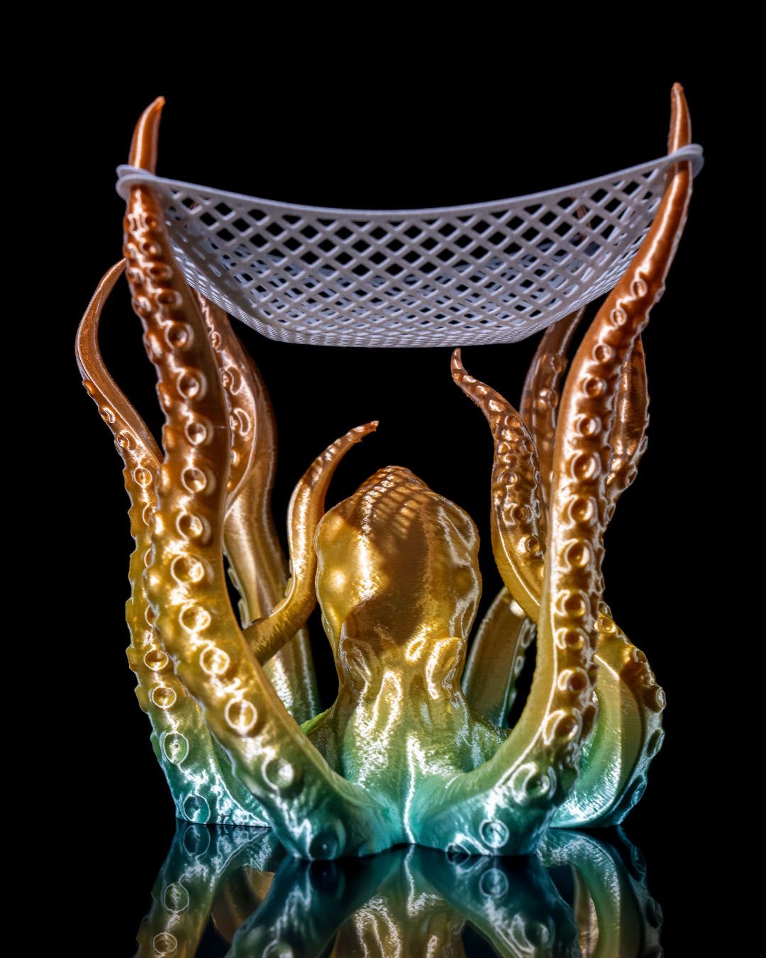 Kraken Obstschale mit Netz, Oktopus-Arme, Netz-Obstkorb, groß, 20 cm