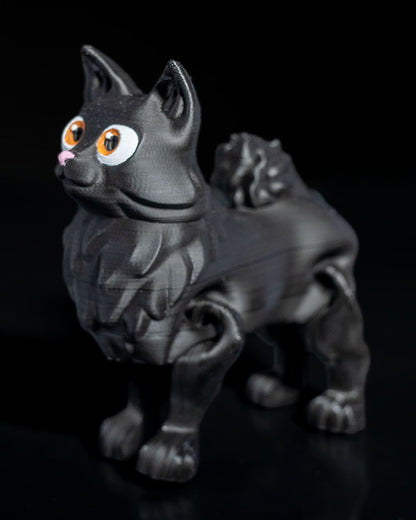 Bewegliche Fluffy Kitten Schwarze Katze Spielzeug Groß 15 CM