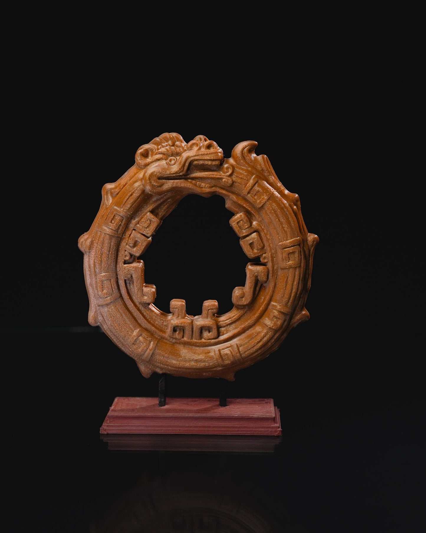 Azteken Ouroboros Schlange, die ihren eigenen Schwanz frisst Skulptur 15 cm
