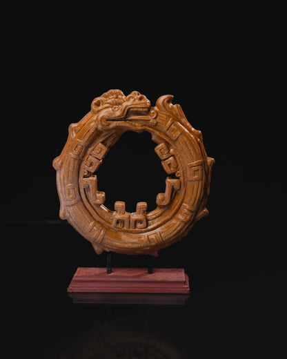 Azteken Ouroboros Schlange, die ihren eigenen Schwanz frisst Skulptur 15 cm