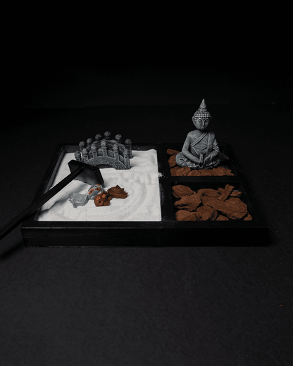 Buddha-Statue rechteckiges Zen-Garten-Set Home Office Deko Desktop Dekorationsobjekt