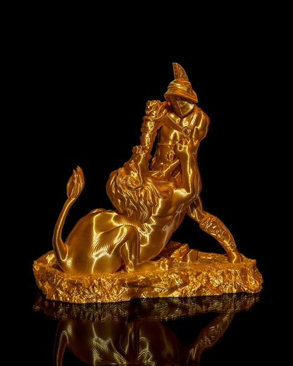 Gold Römisches Troja Gladiator Löwenkampf Figur Groß 22CM