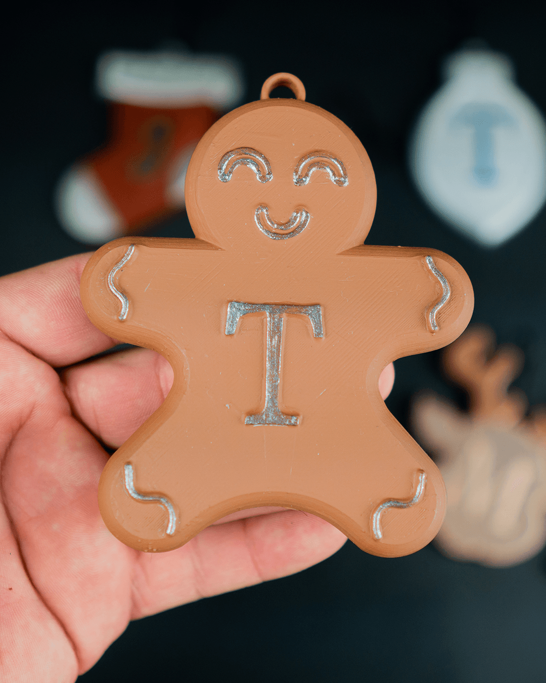 Personalisierter 5er-Weihnachtsschmuck mit Initialen und Haken, 5er-Neujahrsschmuck