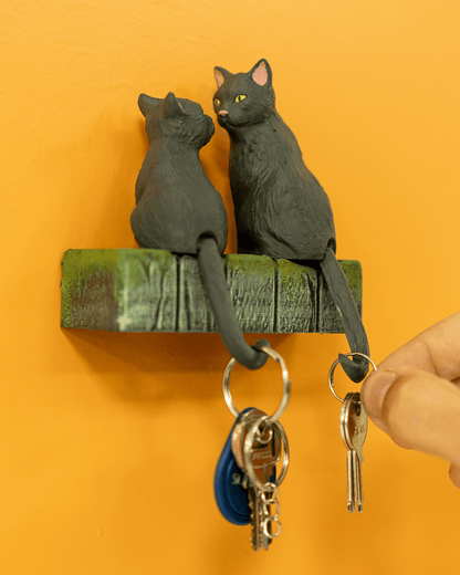 Verliebte Katzen Wandmontierter dekorativer Schlüsselhalter für zwei Schlüssel Schlüsselaufhänger