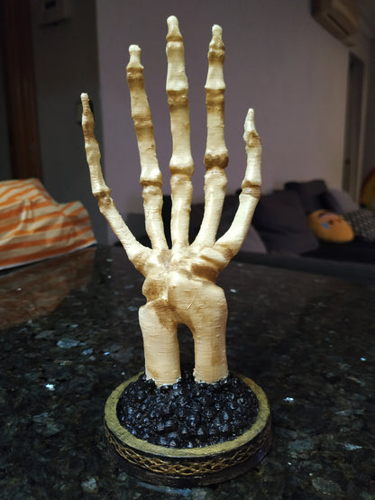 Schmuckhalter in Form einer Skeletthand, großer Schmuckständer in Form einer Skeletthand
