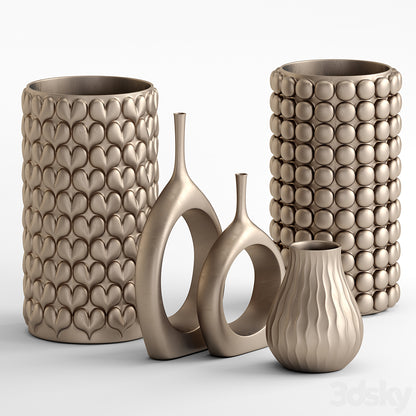 Annu Modern Vasen-Set, große Größe, 25 cm, Hartplastik, 5-teilig, dekorative moderne Vase