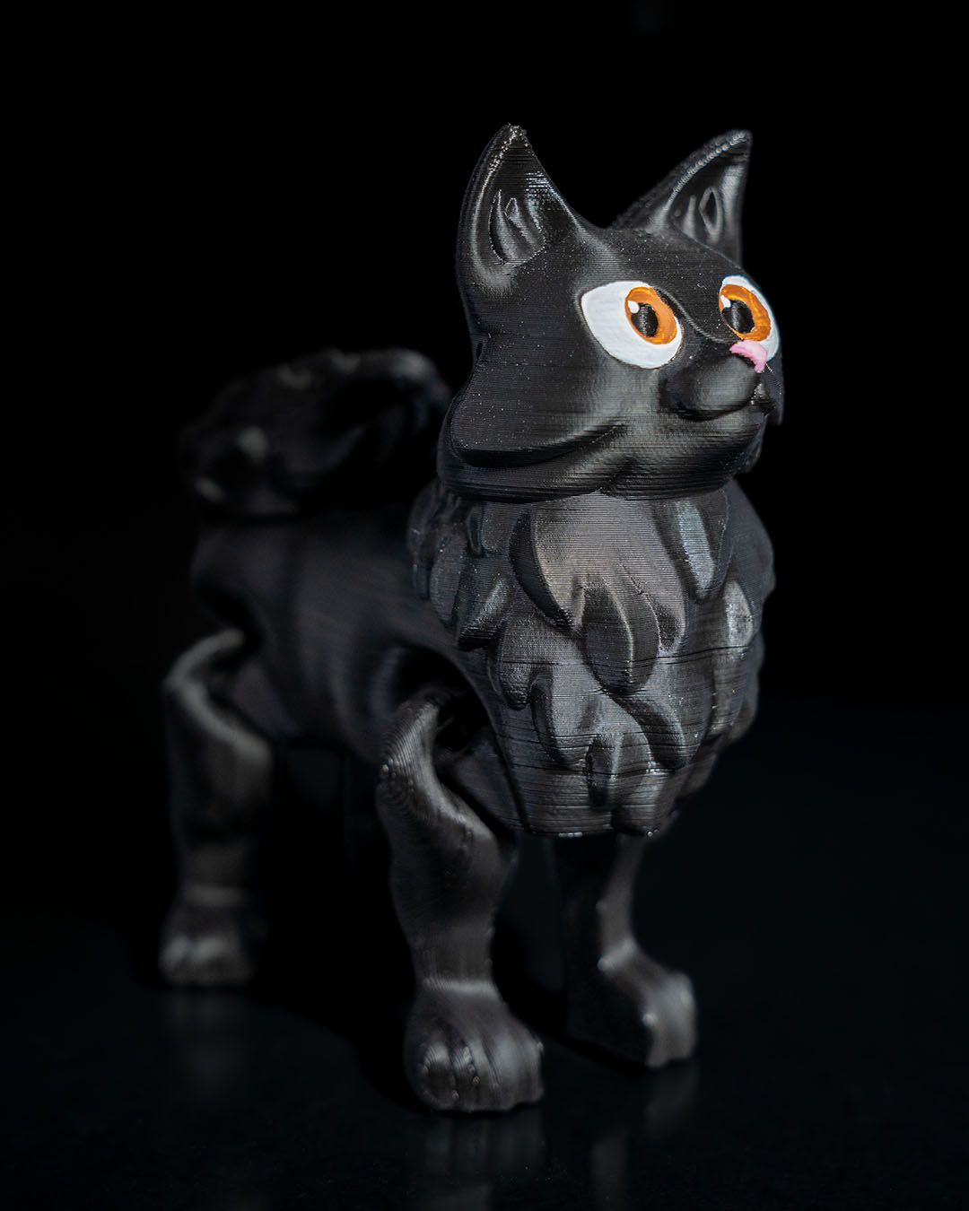 Bewegliche Fluffy Kitten Schwarze Katze Spielzeug Groß 15 CM