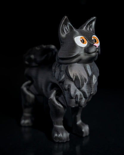 Bewegliche Fluffy Kitten Schwarze Katze Spielzeug Groß 15 CM